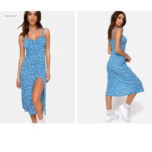 MOTEL Jova Midi Dress in Bloom Baby Blue size M